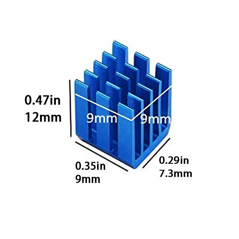 Imagem -04 - Azul Raspberry pi Dissipadores de Calor Refrigerador Alumínio 9x9x12 mm com Adesivo para Resfriamento Raspberry pi 32 Modelo b Lv8729 Tmc2100 100 Pcs