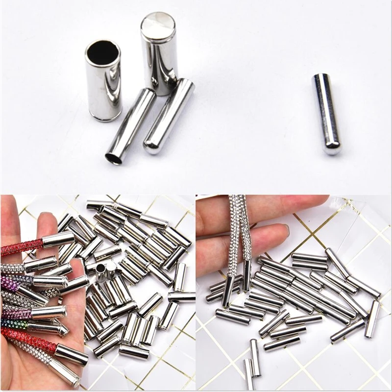 

4/7 мм металлический верх с хрустальными шнурками, толстовка с металлической головкой, свитер с плечевым ремнем, шляпа, брюки на шнурке, пулевидная голова, модный аксессуар «сделай сам»