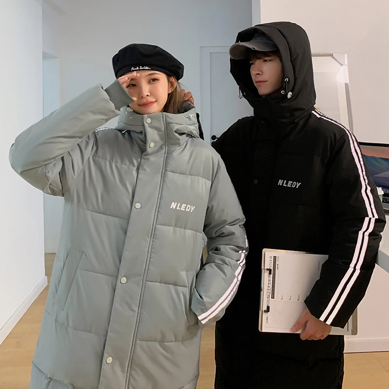 Mid-length couple padded jacket 2021 new jacket jacket women winter thick and warm Korean sports style down padded jacket parka