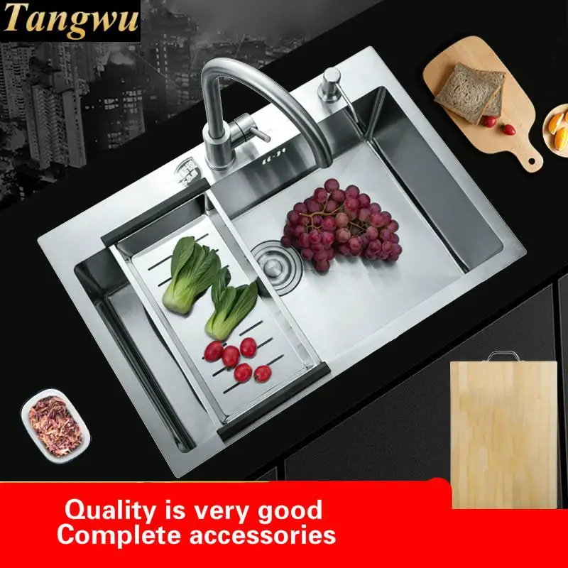 Free shipping Hot sell household fashion mini kitchen manual sink single trough food grade 304 stainless steel standard 52x43 CM