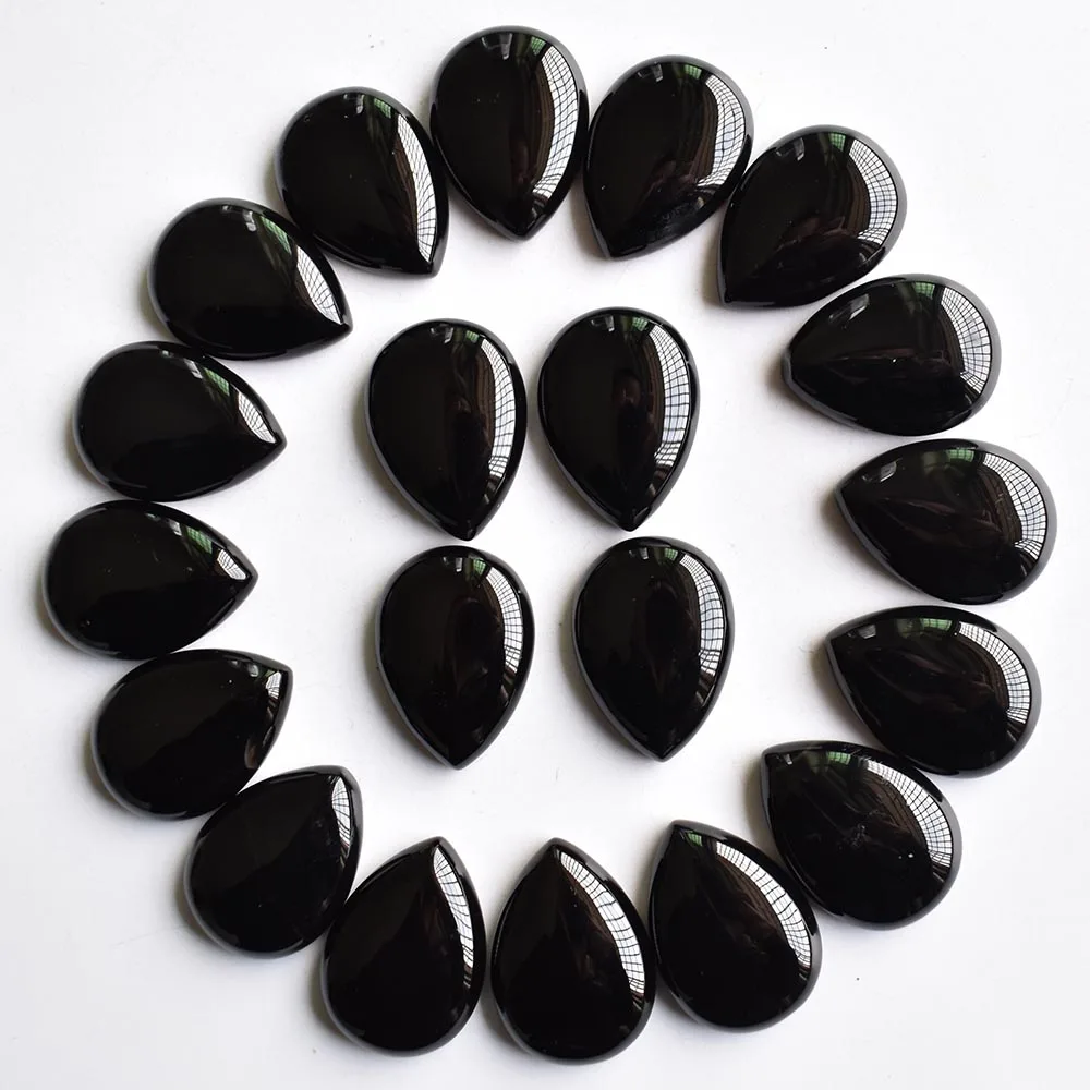 

Wholesale 20pcs/lot Fashion good quality natural black onyx drop CABOCHON no hole beads 25x18mm for jewelry making free shipping