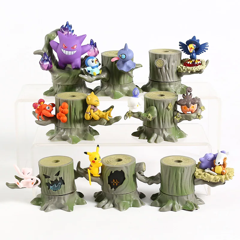 Pokemon Forest Figure Vol.3 Gengar Mew Ditto Cubone Litwick Pumpkaboo Paras Abra Piplup Shuppet Murkrow 8pcs/set