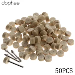 dophee 50PCS 13mm Dremel Accessories Wool Felt Polishing Buffing Wheel Grinding Polishing Pad+2Pcs 3.2 mm Shanks for Dremel Tool