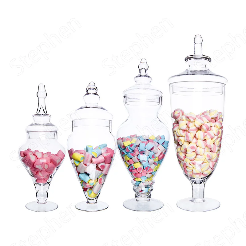 

Creativity Tall Feet Crystal Glass Bottle Cake Dessert Stand Restaurant Hotel Candy Snacks Storage Jars with Lid Wedding Decor