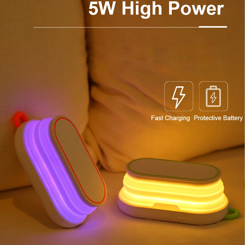New Fashion Led Atmosphere Light Multi-Function Mobile Phone Wireless Charger Mobile Phone Bracket Field Emergency