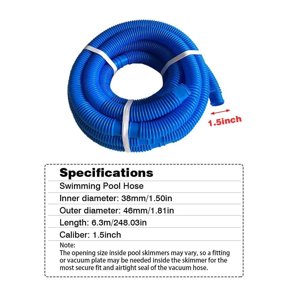 Tubo flessibile di alta qualità per piscina, 38 mm di diametro, 6.6 m di lunghezza totale, resistente ai raggi UV e all\'acqua clorurata