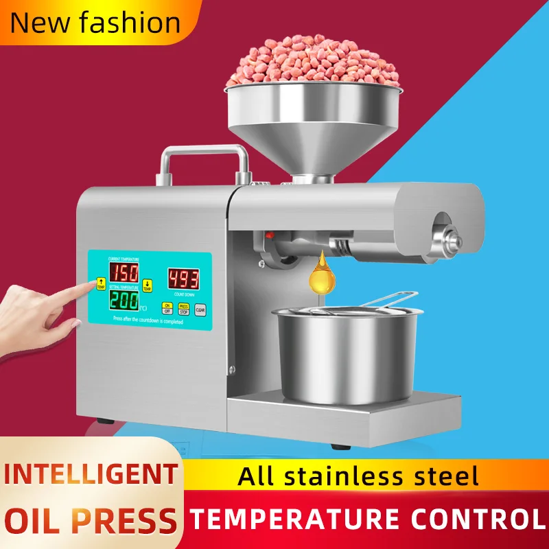 Automatic Electric Intelligent Household Oil Press Stainless Steel Frying Machine Easy Operating Oil Pressing Cold Hot Extractor