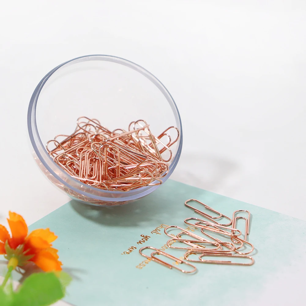 100pcs 28mm Rose Gold Paper Clips Kawaii Gold Apple Clip Holder Clip Dispenser Bookmark Clips the Office & School Supplies Kids