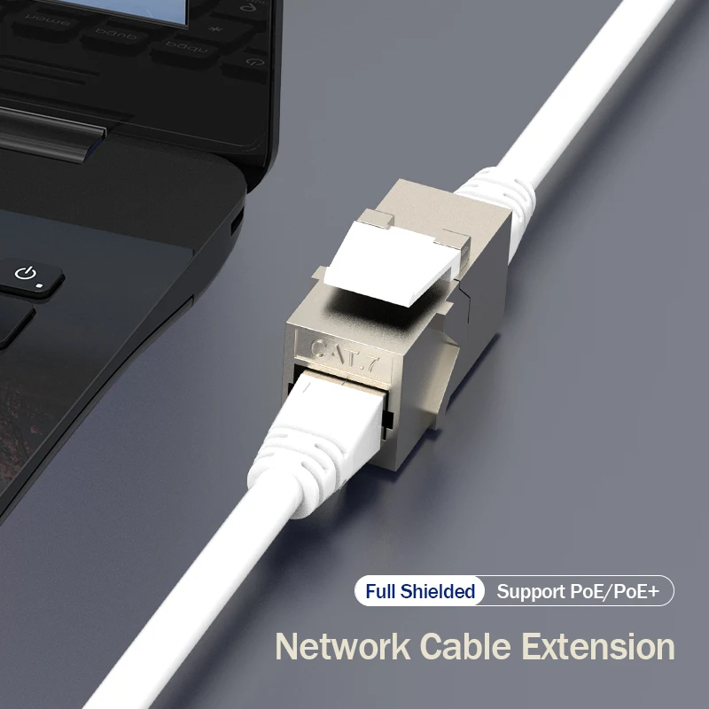 10G Cat7 C6A RJ45 Inline Coupler Shielded Female Keystone Adapter Straight Through Connector Suitable For Blank Patch Panel