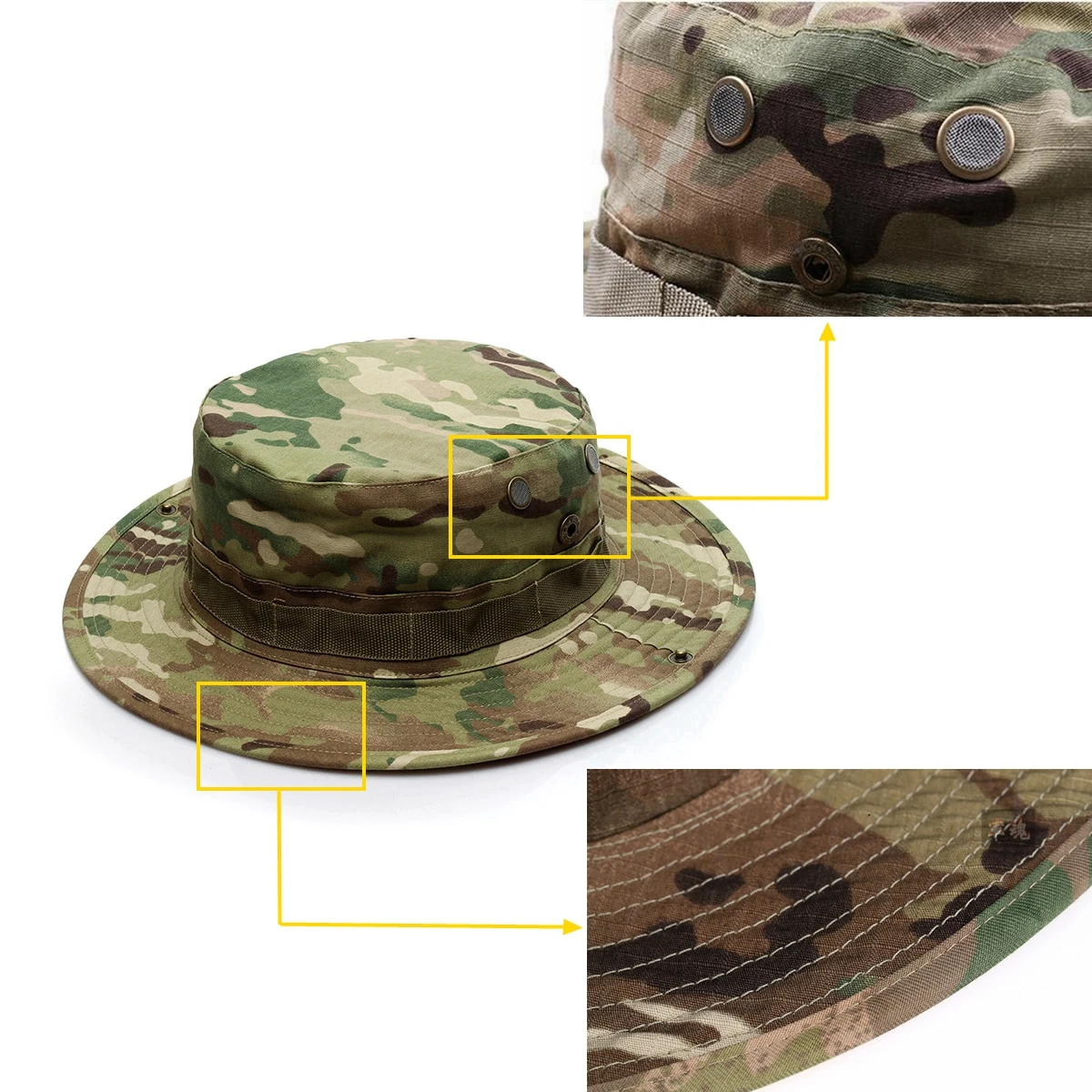 Military Boonie Camouflage Bucket Hat Army Hunting Outdoor Sports Hiking Fishing Sun Protector Fisherman Cap Tactical Men