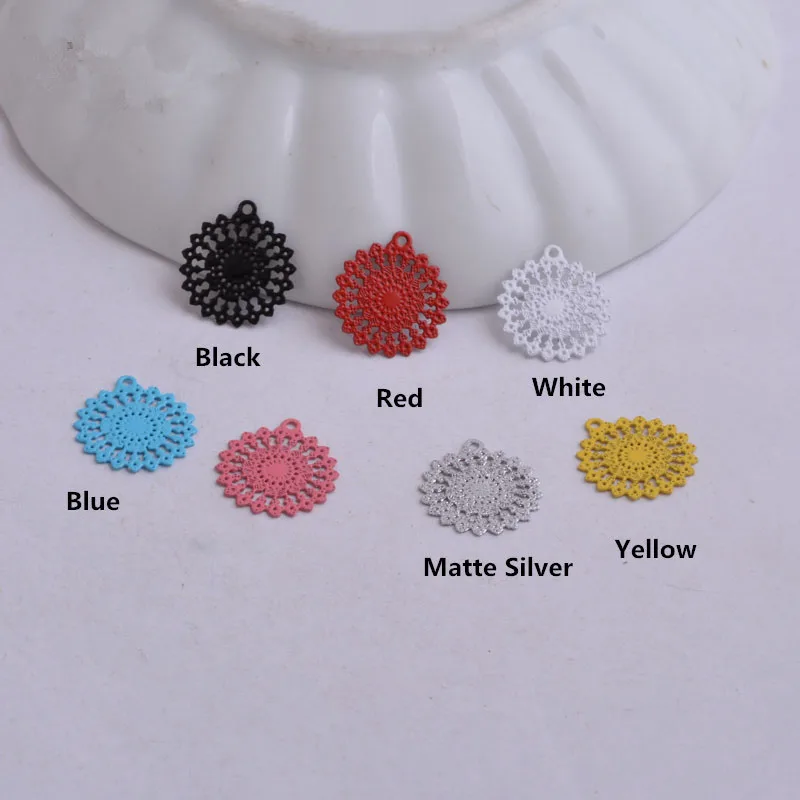 100 Stück AC2572 Bunte Filigran Runde Anhänger in Sonnenform DIY Filigran für Schmuckherstellung 11mm*13mm – Detail 1