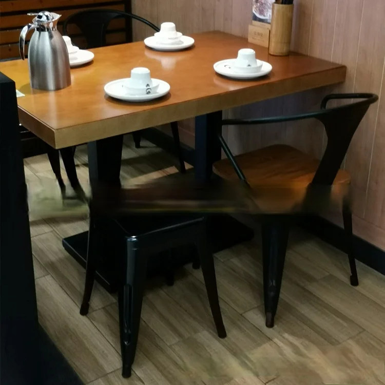 Nordic restaurant solid wood dining table restaurant table and chair combination oak table iron chair