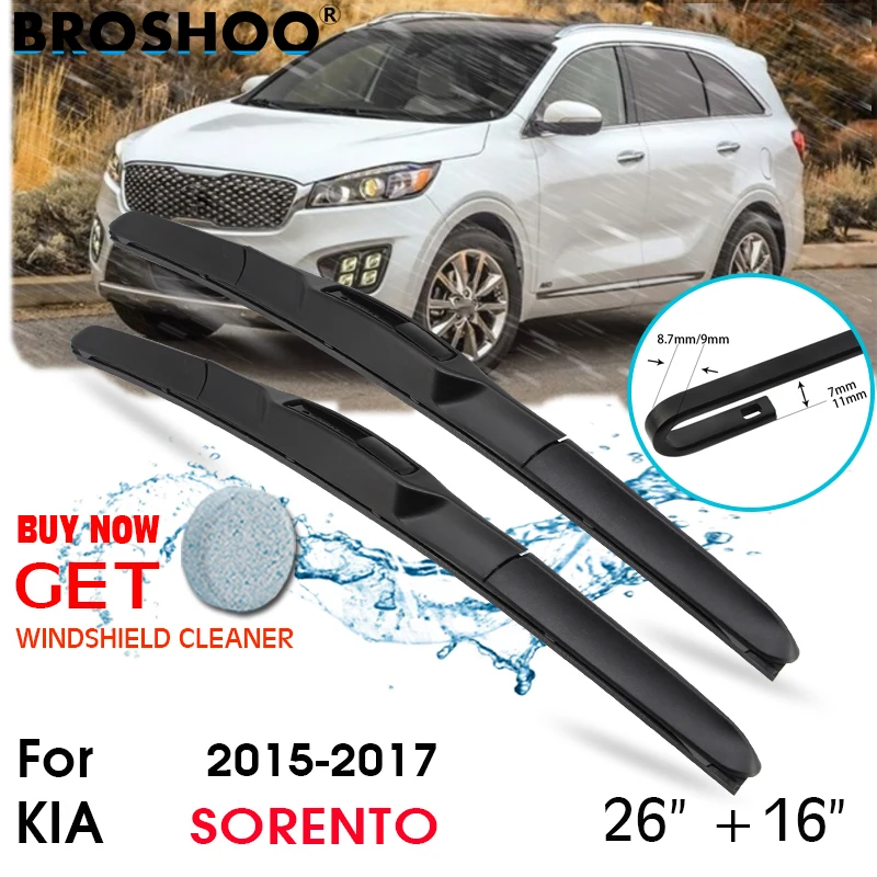 

Car Wiper Blade Front Window Windscreen Windshield Wipers Blades J hook Auto Accessories For KIA SORENTO 26"+16" 2015-2017