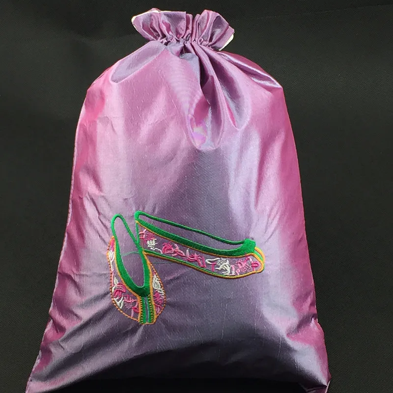 

10 шт., мешочки для хранения атласной ткани, с вышивкой