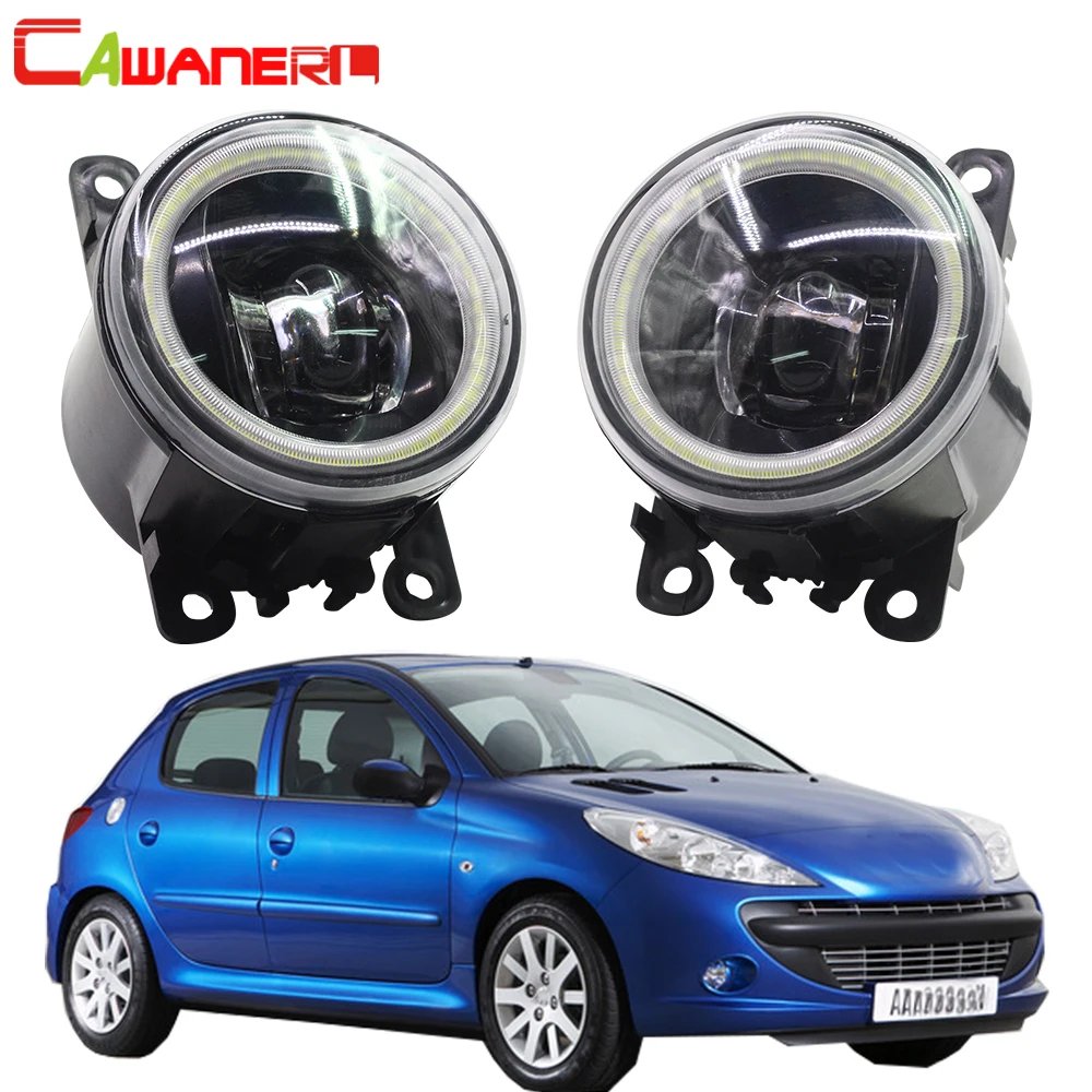 

Cawanerl For Peugeot 206+ Car H11 LED Bulb Fog Light Assembly 4000LM Angel Eye DRL Daytime Running Light 12V 2009 2010 2011 2012