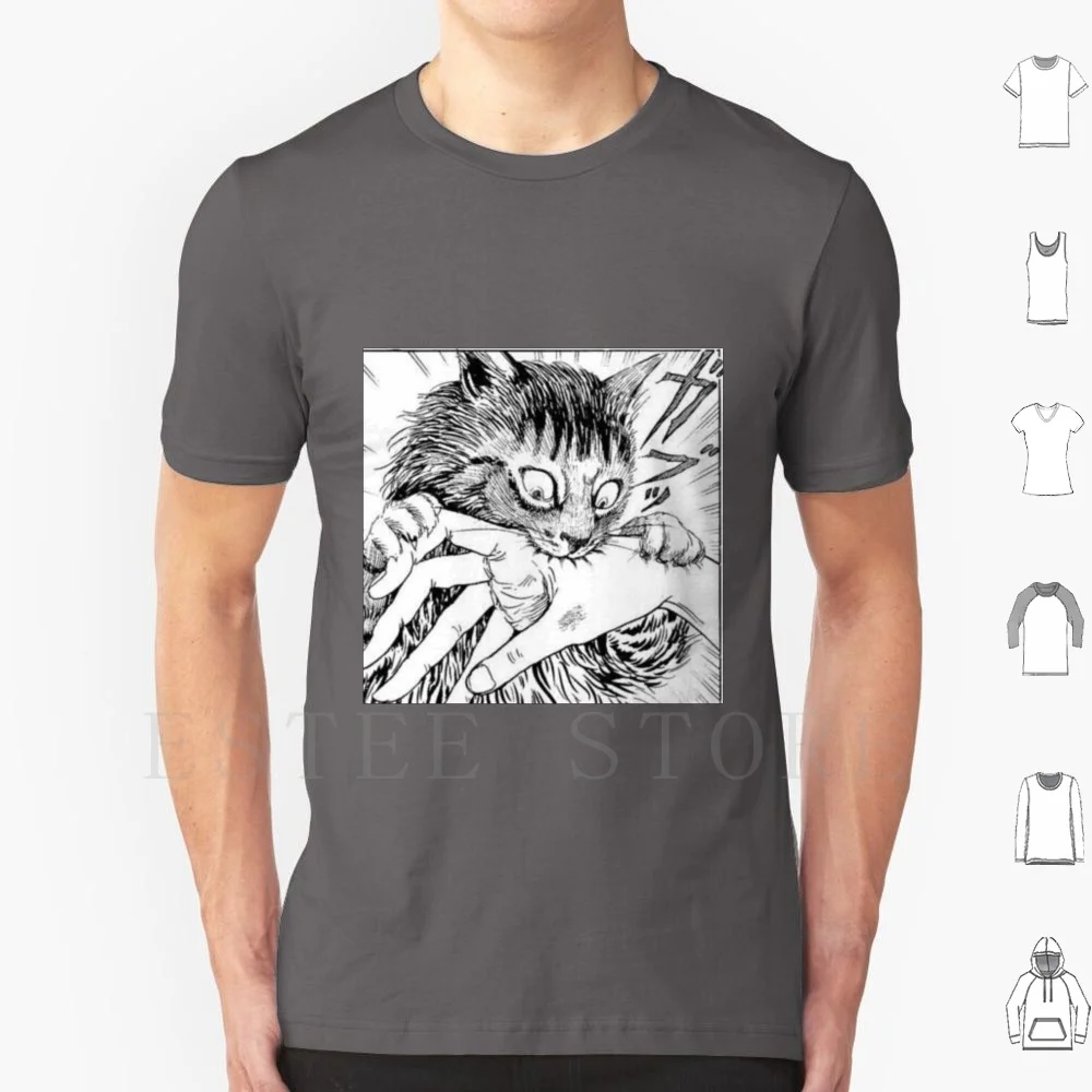 Junji Ito-Camiseta de algodón con estampado de gato, ropa y accesorios, diario de gato, Yon y Mu, Junjiito Ito, gatos, Yon y Mu Yon