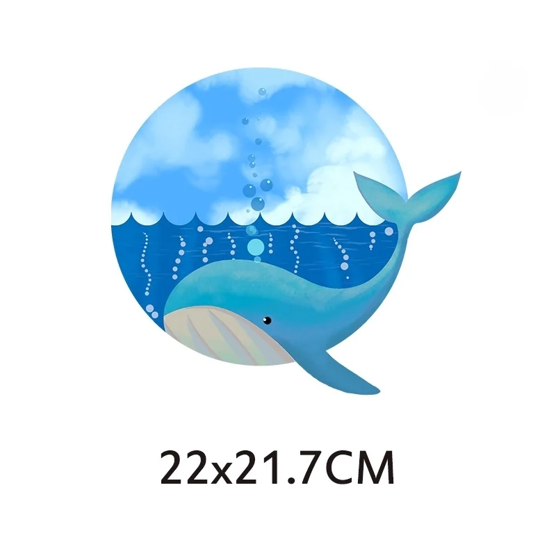 Ocean Animals Heat Transfer Vinyl Whale Patch Iron On Transfer For Clothing Animal Flower Stripes Thermal Stickers On Clothes