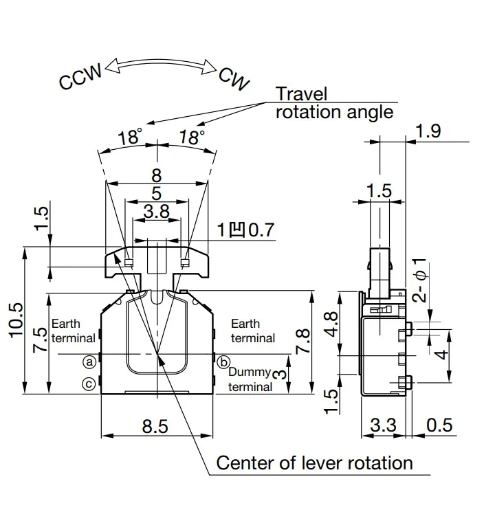 3Pcs Japan 3/Three-way left and right reset dial switch, multi-directional toggle switch, three-way multi-function reset