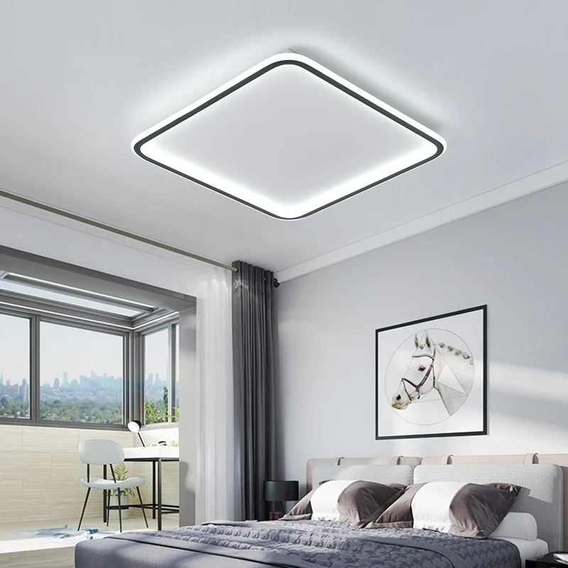 Led Ceiling Lamps Living Room Bedroom Kitchen Ceiling Lighting Rectangular Round Square Black White Bedroom Closet Light Fixture