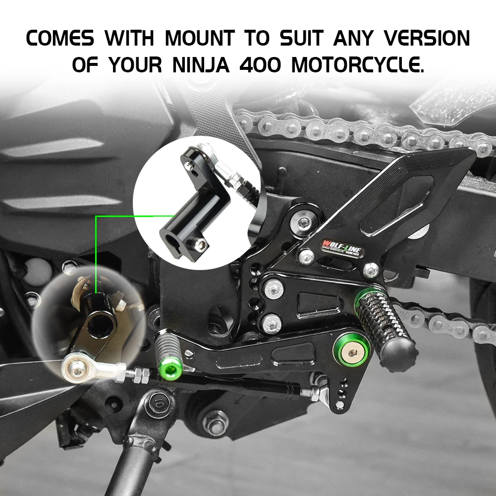 Ninja 400 Accessories Motorcycle Adjustable Rear Set Rearsets For Kawasaki Ninja400 2018-2023 2021 2020 Z400 Footrest Foot Pegs