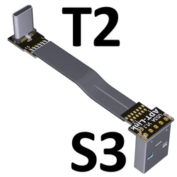 USB Type-C Ribbon Cable Flat EMI shielding FPC Cable USB 3.0 Type C 90 degree Angle Connector up downward 5cm-3m USB 3.1
