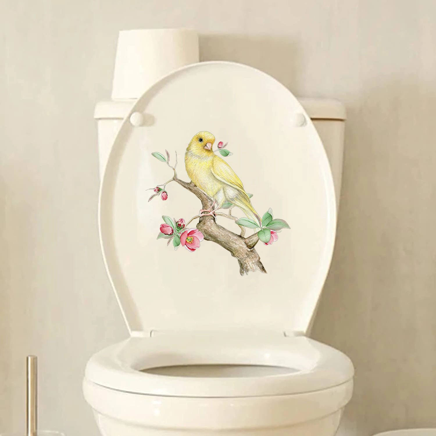 Three Ratels QCF146 Elegant flower and bird art wall sticker for home decoration toilet Decal