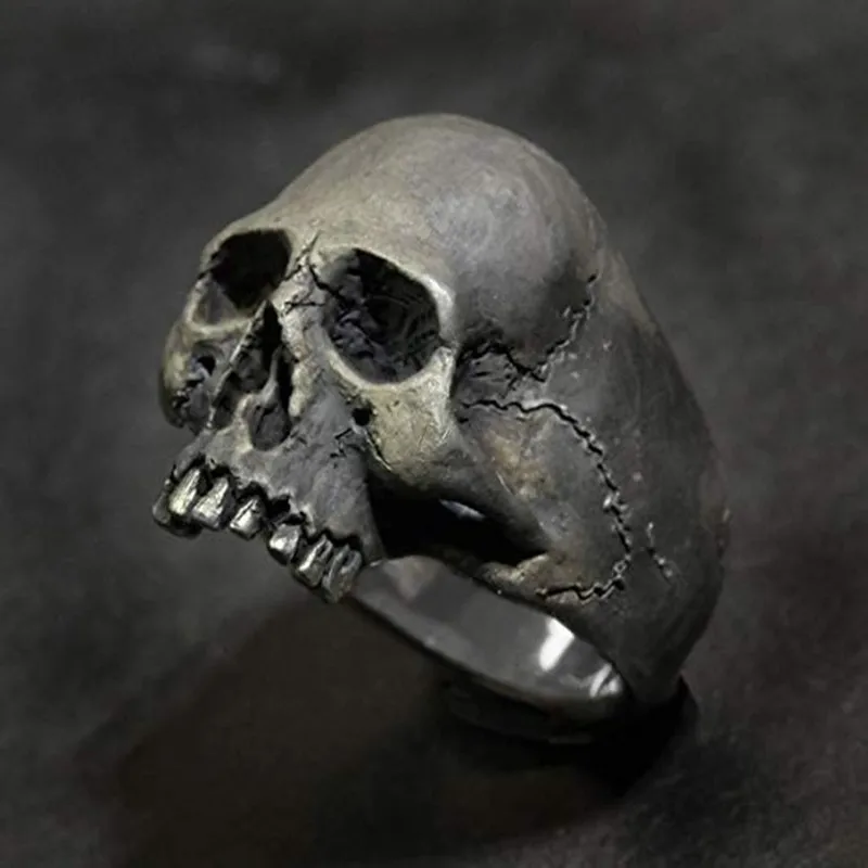 New Men\'s Punk Retro Skull Ring Gothic Horror Skull Jewelry Boy Mask Motorcyclist Hip Hop Party Ring Halloween Gifts Size Us8-14