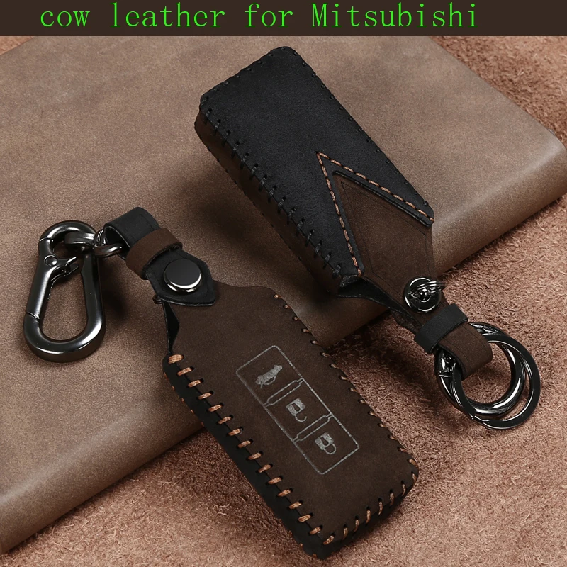 

Keyring Car Key Case Key Chain Bag cow leather for Mitsubishi Outlander Pajero Eclipse ASX Accessories for the car