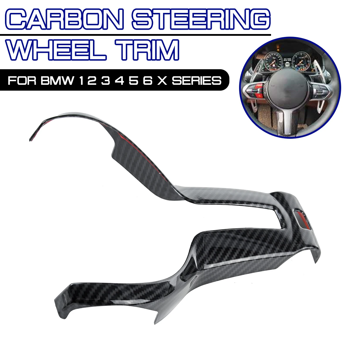 For BMW F20 F22 F21 F30 F32 F33 F36 F06 F12 F13 X5 F15 X6 F16 M-Sport Carbon Black Steering Wheel Trim