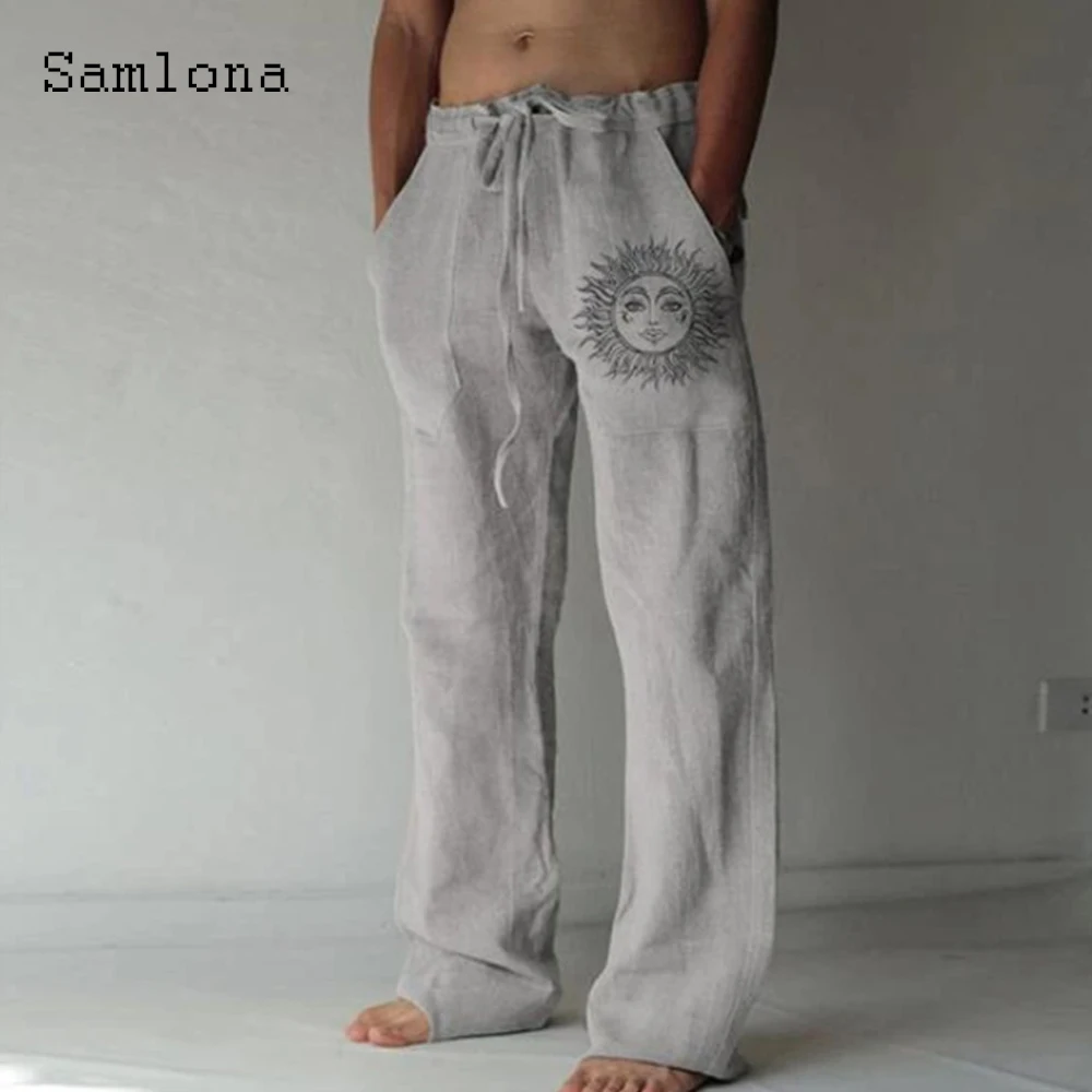 Pantalon de survêtement en lin décontracté pour hommes avec poche debout, surintendant, mode hip hop, streetwear, grande taille 5XL, 2022