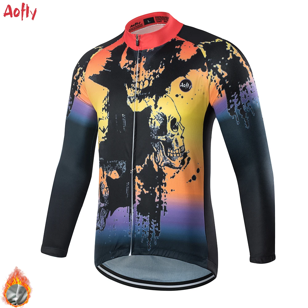 Neue Dark Schädel Männer Und Frauen Lange-Ärmeln Warme Kleidung Winter Radfahren Kleidung Anzug Kreuz-Land Bike Radfahren hemd Bib 9D Gel