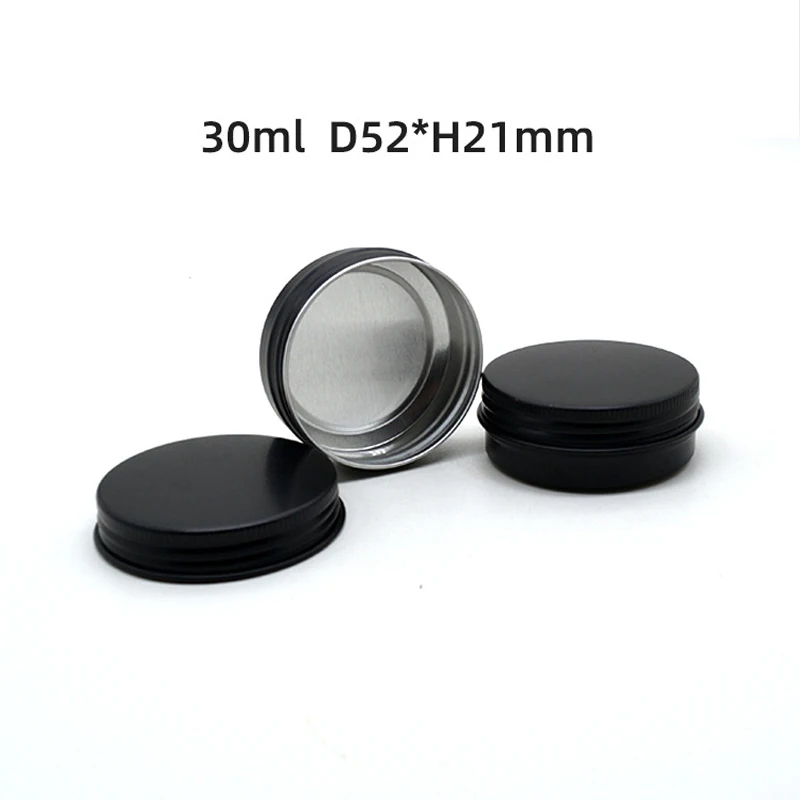 50Pcs Frosted Black Aluminum Jar 5/10/15/30/50/80/100ML Lip Oil Cosmetic Eye Cream Cans Refillable Batom Lotion Tin Container