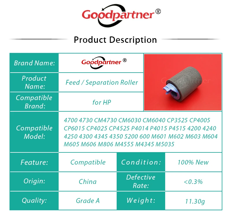 50X RM1-0037-020 Separation Feed Roller for HP 4200 6040 3525 4005 6015 4025 4525 4014 4015 4515 4555 4345 5035 CP3525 4250 600