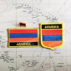 Bandiera nazionale dell'armenia ricamo patch distintivo scudo forma quadrata Pin un Set sulla decorazione zaino bracciale in tessuto