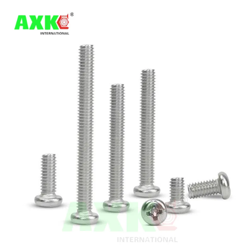 AXK M1.6 M2 M2.5 M3 M4 M5 M6 DIN7985 GB818 304 Stainless Steel Cross Recessed Pan Head Screw Phillips TV Computer Bolts