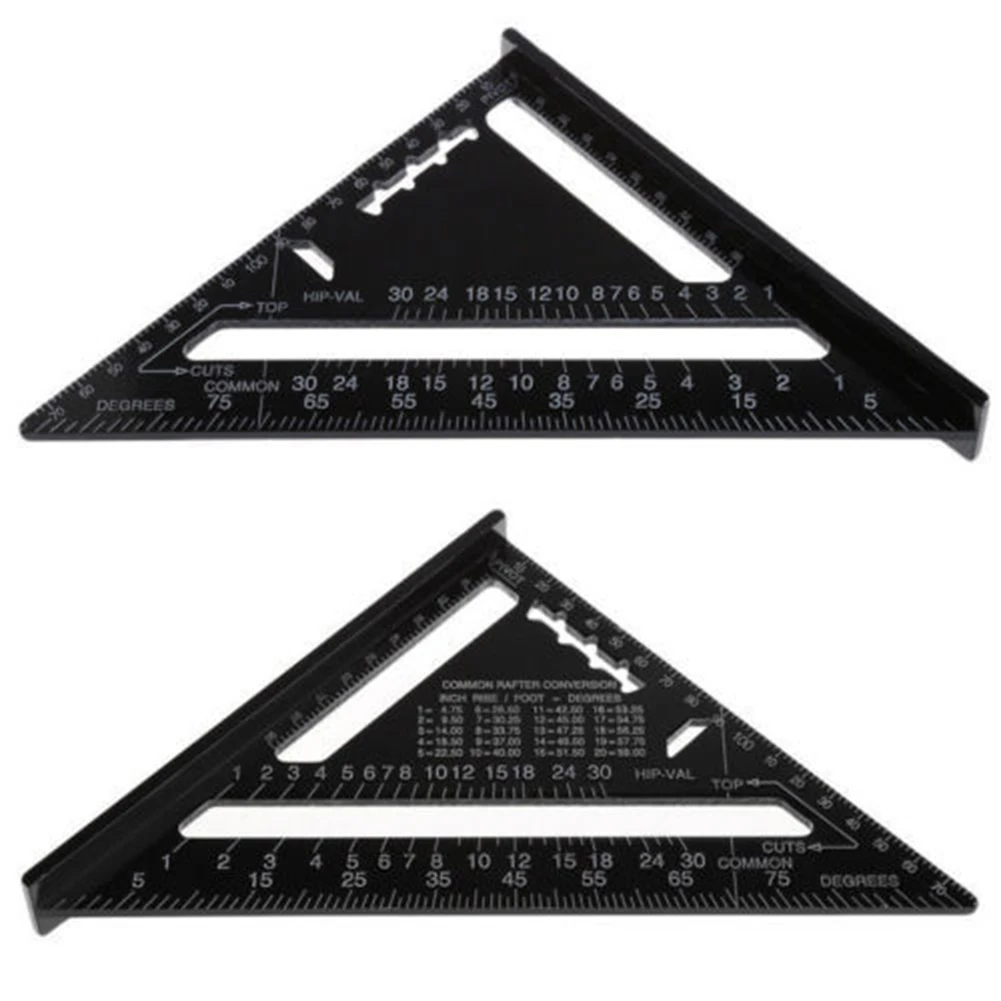 7 12inch Gauges British Metric Aluminum Alloy Triangle Ruler Protractor Measuring Tool
