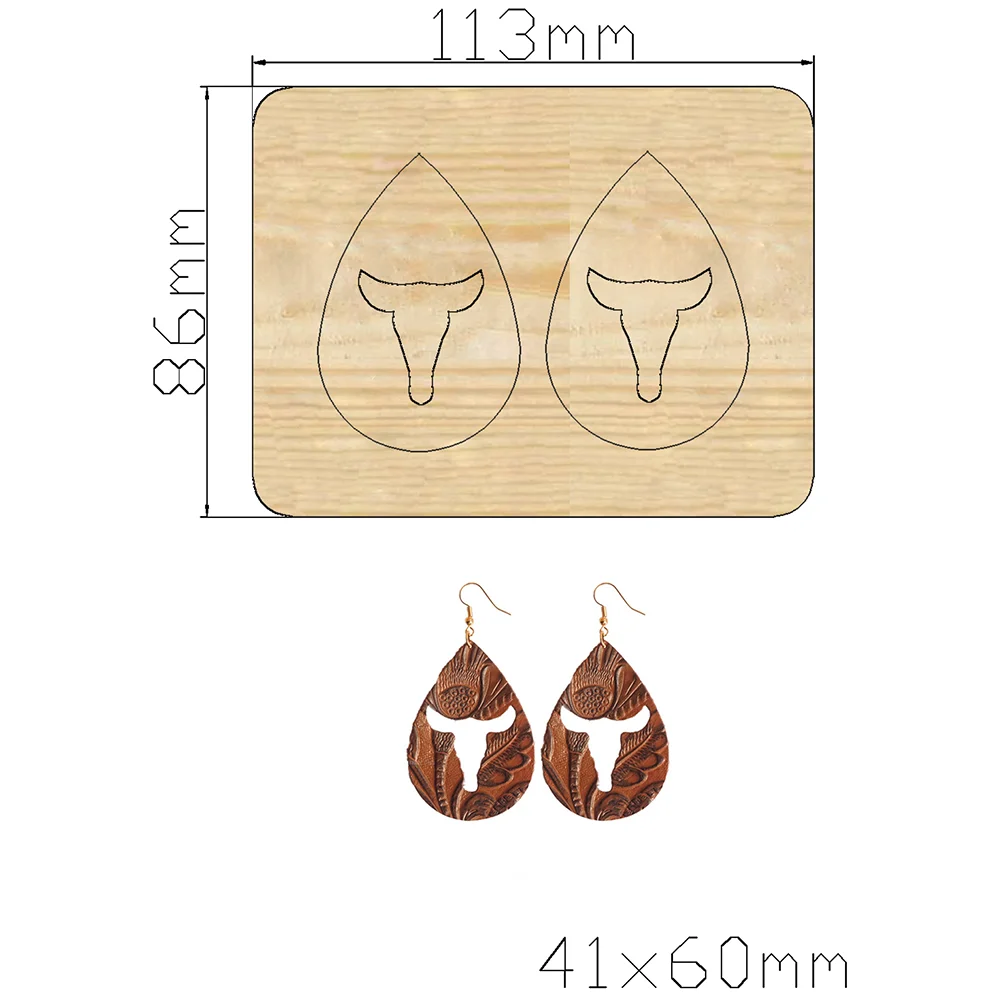 2021 New Hollow horn earrings Cutting Dies Wooden Knife Die Compatible With Most Manual Die Cut Cutters