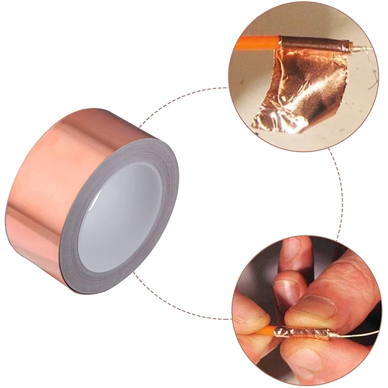 Hot Copper Foil Tape 50mm x 30M for EMI Shielding Conductive Adhesive for Electrical Repairs,Snail Barrier Tape Guitar