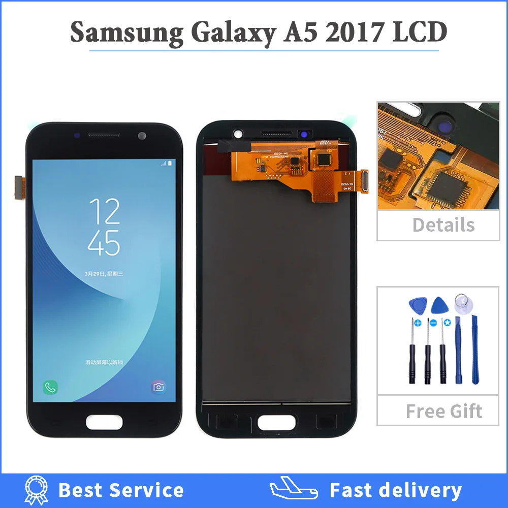 Can adjust brightness LCD For Samsung Galaxy A5 2017 2016 2017 A520 A500 A510 LCD Display Touch Screen Digitizer Assembly +Tools