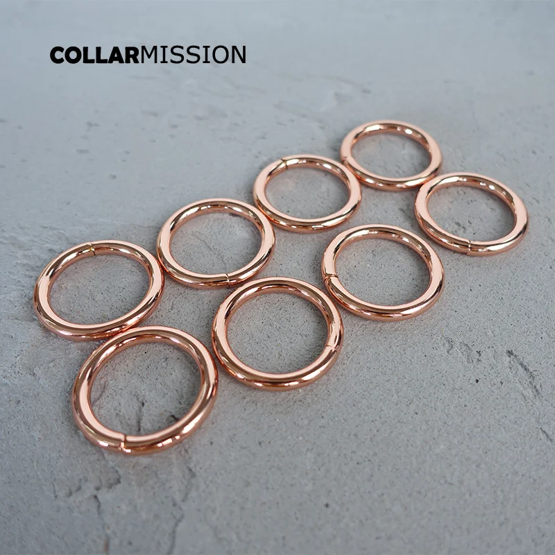 Metal Plated non-Welded 25mm rose gold O Rings  adjustable ring clip buckles Hooks for handbag back  YH25M