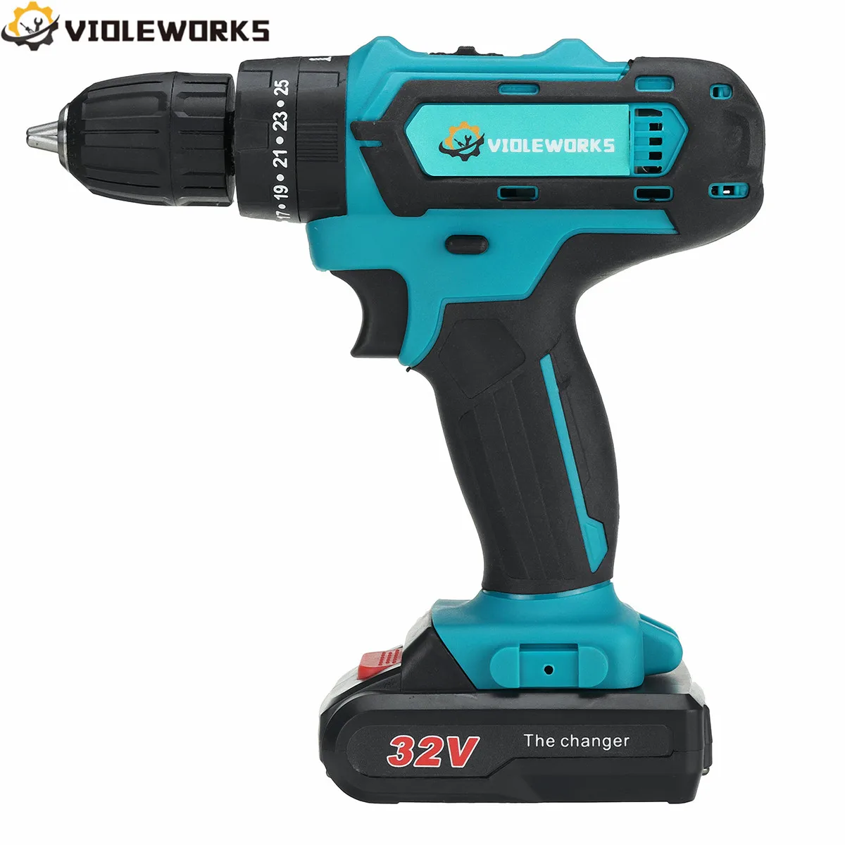 Electric Drill Cordless Drill 32V 2 Speed 3 IN1 Electric Screwdriver Hammer Power Driver with 1 Lithium-Ion Battery Power Tool