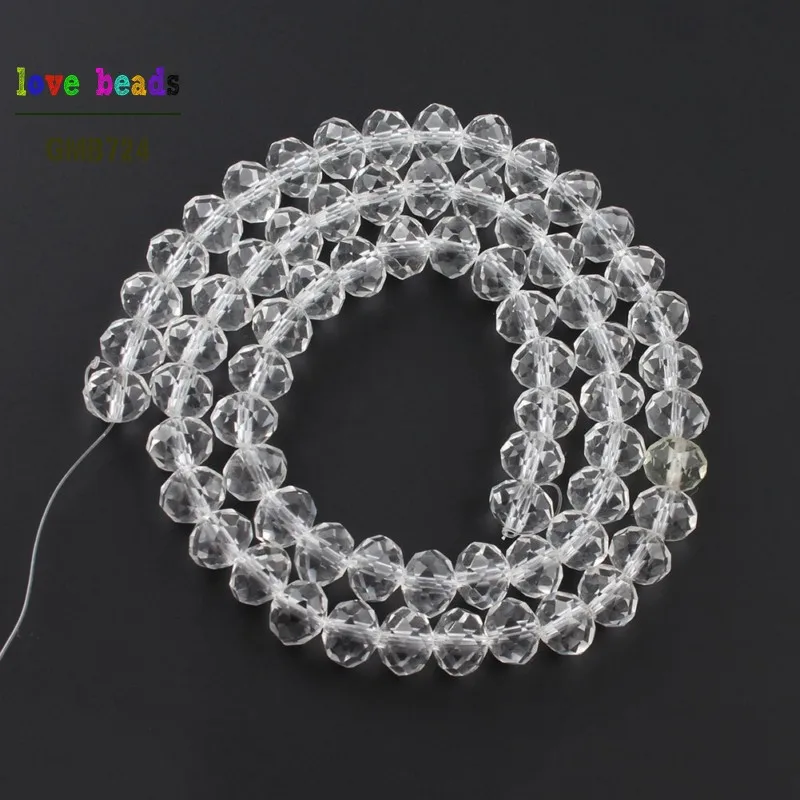 Wholesale Faceted Clear Glass Crystal Rondelle Spacer Beads 4/6/8/10/12/14mm Pick Siz For Jewelry Making