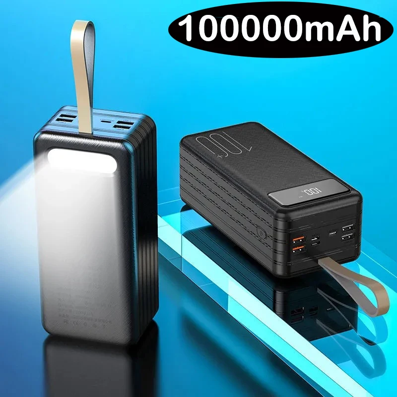 

Внешний аккумулятор с 4 USB-портами и светодиодной подсветкой, 100000 мАч