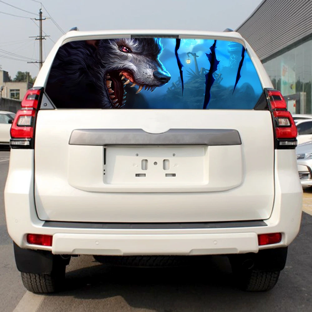 1PCS Surprising Pickup Truck 3D Rear Windshield Poster Decal Scary Unique Thriller Sticker Car Accessories