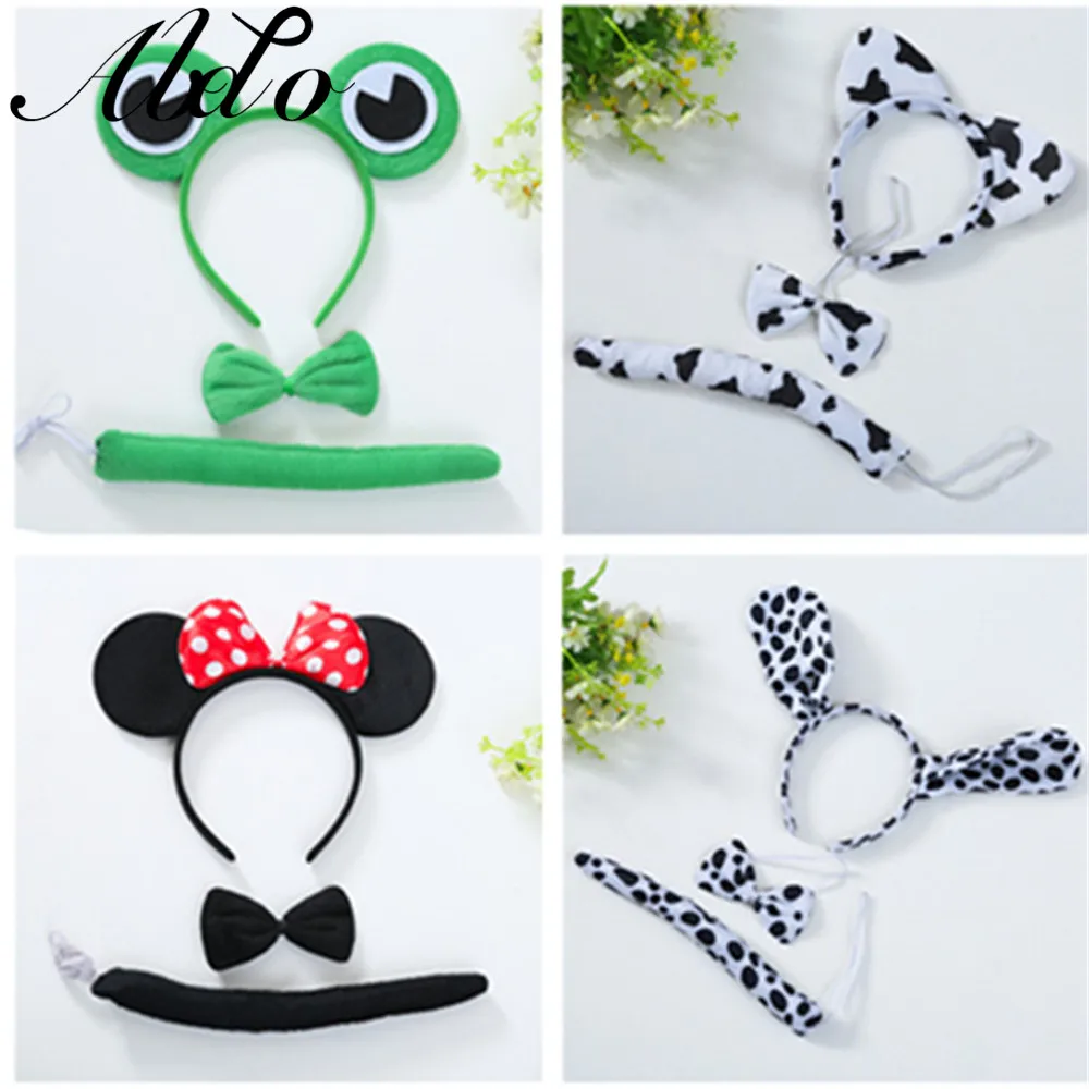 ABDO Baby Headband 3Pcs Cute Hair Bands Bow Tie Tails Cosplay Party Hair Accessories For Women Girls Boys Fashionable Headwear