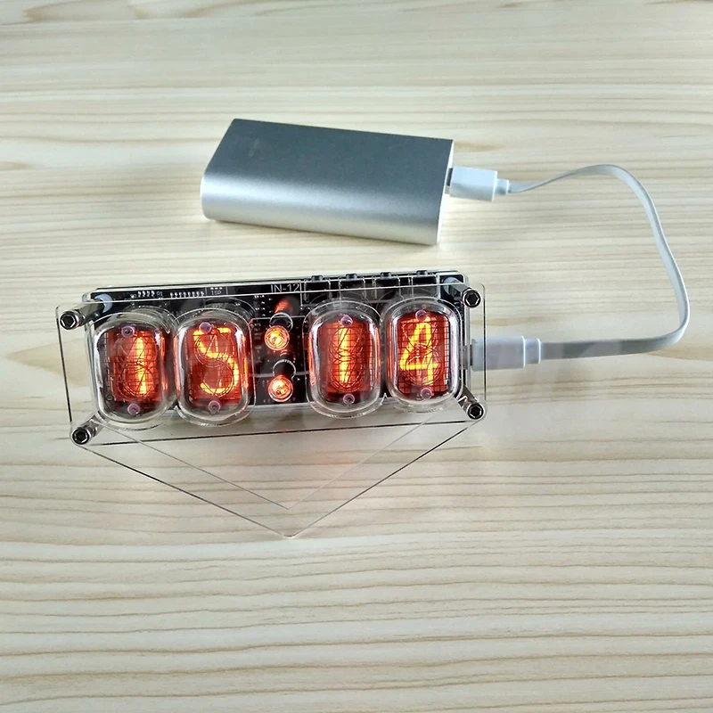 IN-12 Glow Tube Clock 4-bit IN12 glow tube clock Seven-color RGB LED DS3231 nixie clock IN-12B