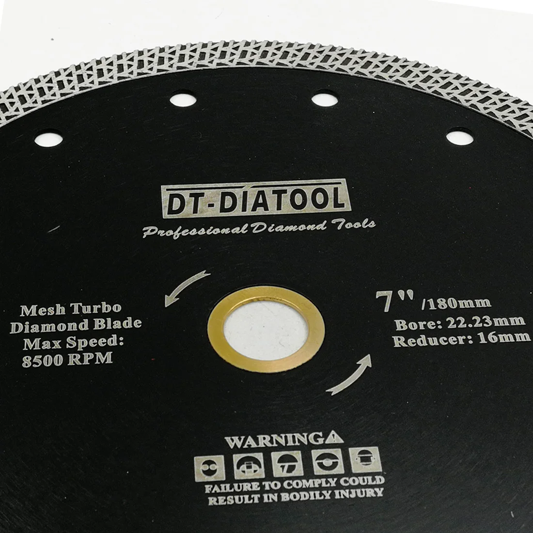 DT-DIATOOL 5pcs Dia 180mm/7 "Warm geperst Gesinterde Diamantdoorslijpschijf Mesh Turbo Diamant Saw blade Graniet Marmer Tegel Keramische
