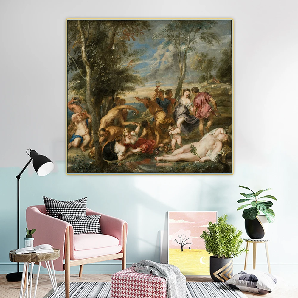 Citon Peter Paul Rubens《Bacchanal of the Andrians》Canvas Oil Painting Artwork Poster Picture Wall Hanging Decorations Home Decor