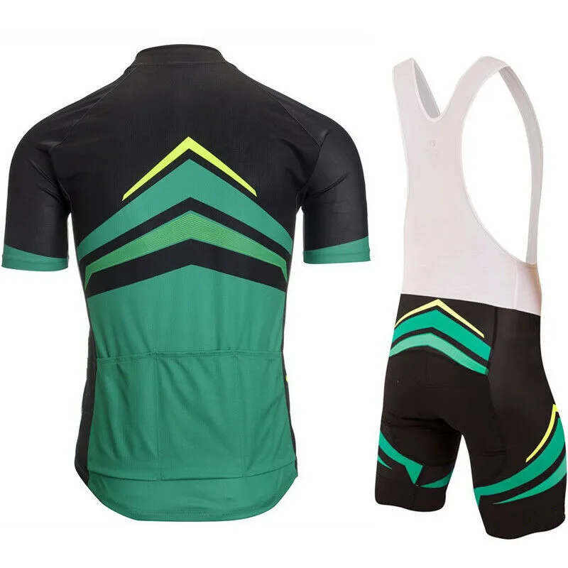 Quick-Drying Short Sleeve Cycling Suit Full Zipper Top and Bottom Bib Shorts Kit  Bike Jersey Set Cycling Clothing With Pocket