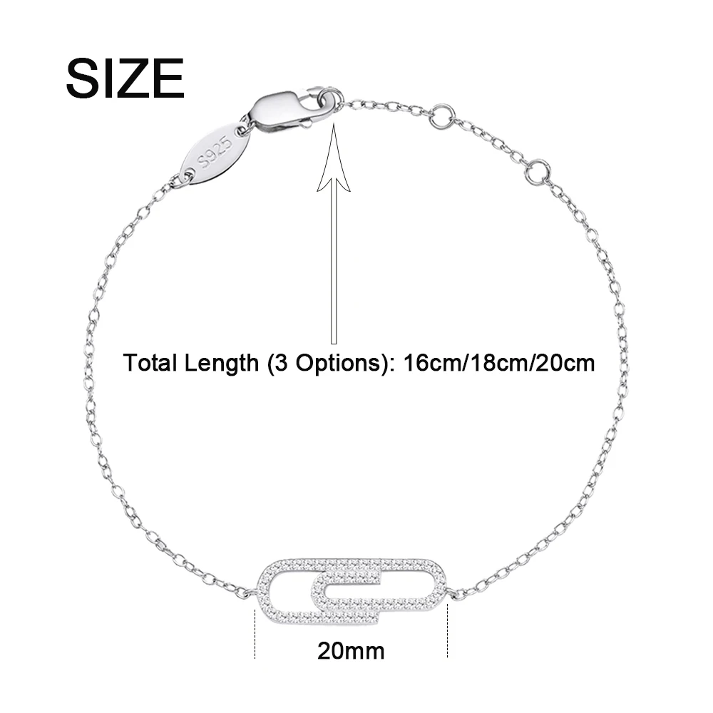 SHADOWHUNTERS Pure 925 Sterling Silver Chic Bracelet Paperclip Charm Bracelets Shining Pave Zircon CZ Women Trendy Jewelry Bijou